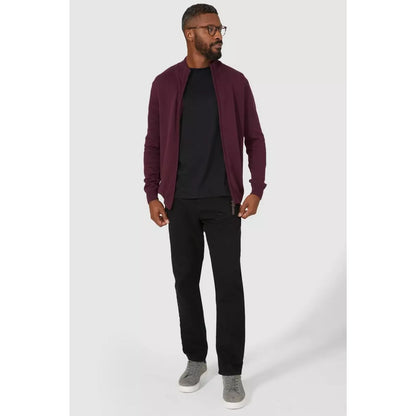 Burgundy - Lifestyle - Maine Mens Premium Cotton Full Zip Jumper