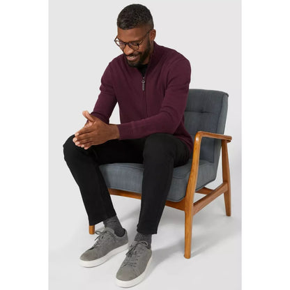Burgundy - Pack Shot - Maine Mens Premium Cotton Full Zip Jumper