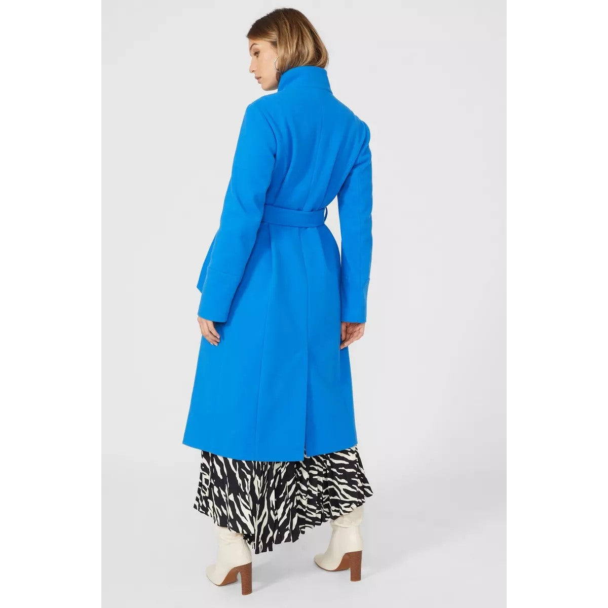 Cobalt Blue - Back - Principles Womens-Ladies Belted Funnel Neck Coat