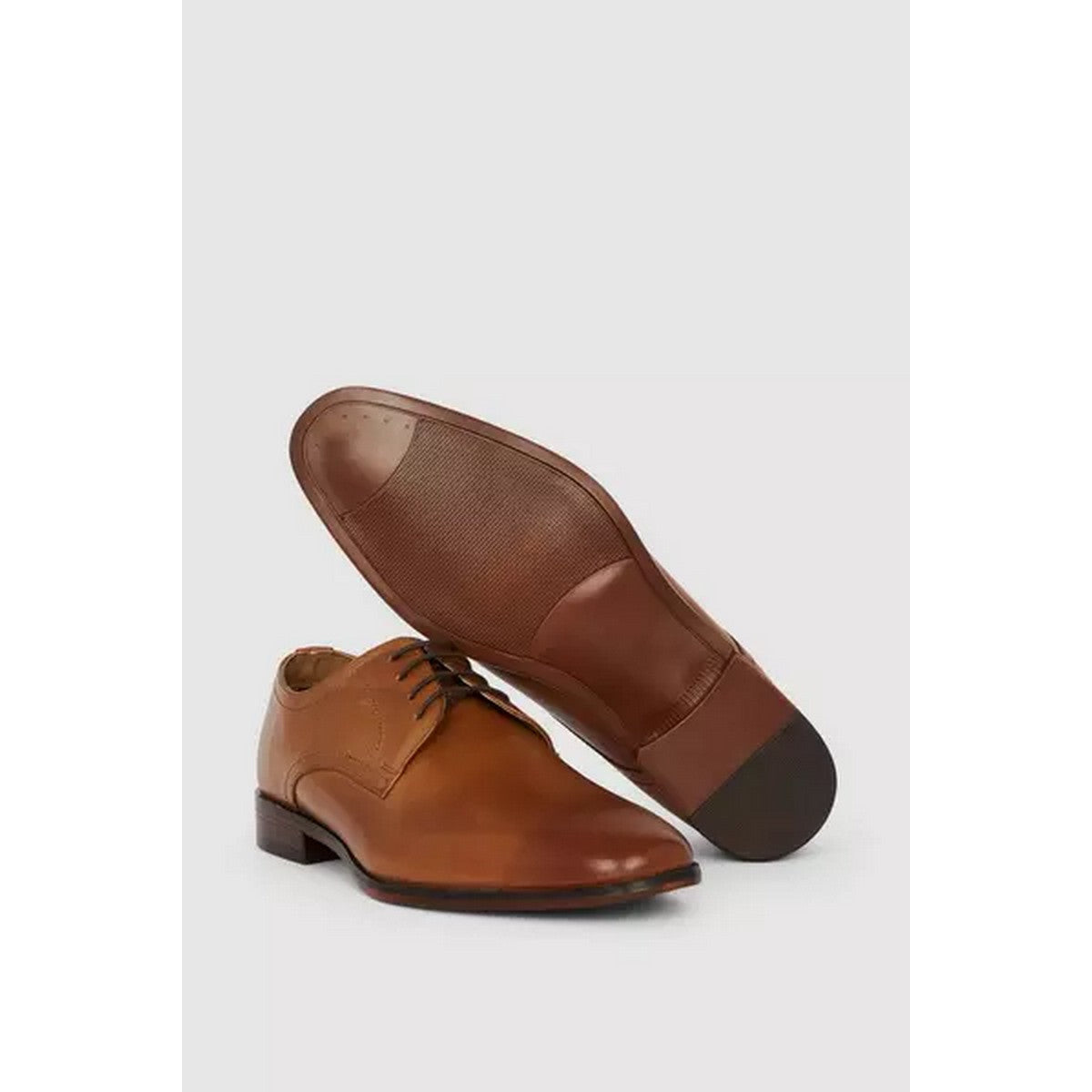 Tan - Back - RedTape Mens Silwood Leather Derby Shoes