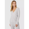 Grey Marl - Pack Shot - Debenhams Womens-Ladies Ribbed Soft Touch Wrap Pyjama Top