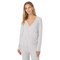 Grey Marl - Front - Debenhams Womens-Ladies Ribbed Soft Touch Wrap Pyjama Top