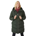 Forest - Front - Mantaray Womens-Ladies Hooded Recycled Long Puffer Jacket