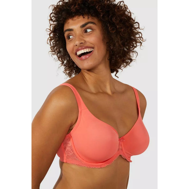 Coral-Blush - Lifestyle - Gorgeous Womens-Ladies Lace T-Shirt Bra (Pack of 2)