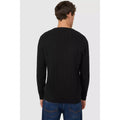 Black - Back - Maine Mens Cable Cotton Crew Neck Sweatshirt