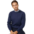 Navy - Front - Maine Mens Cable Cotton Crew Neck Sweatshirt