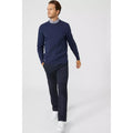 Navy - Pack Shot - Maine Mens Cable Cotton Crew Neck Sweatshirt