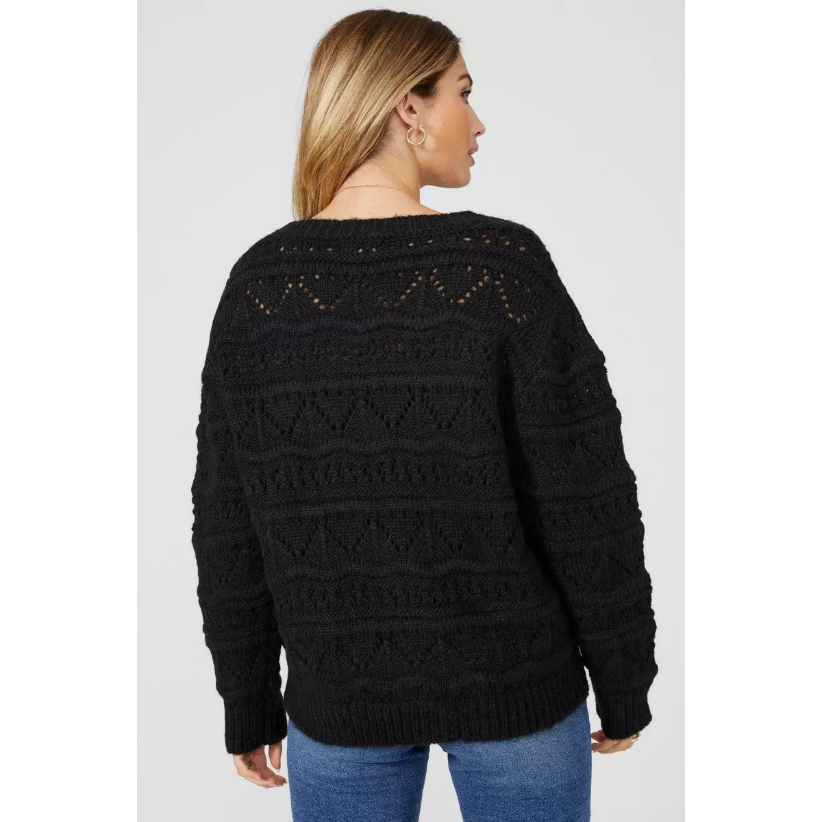 Black - Back - Principles Womens-Ladies Pointelle Cardigan