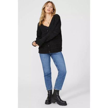 Black - Pack Shot - Principles Womens-Ladies Pointelle Cardigan