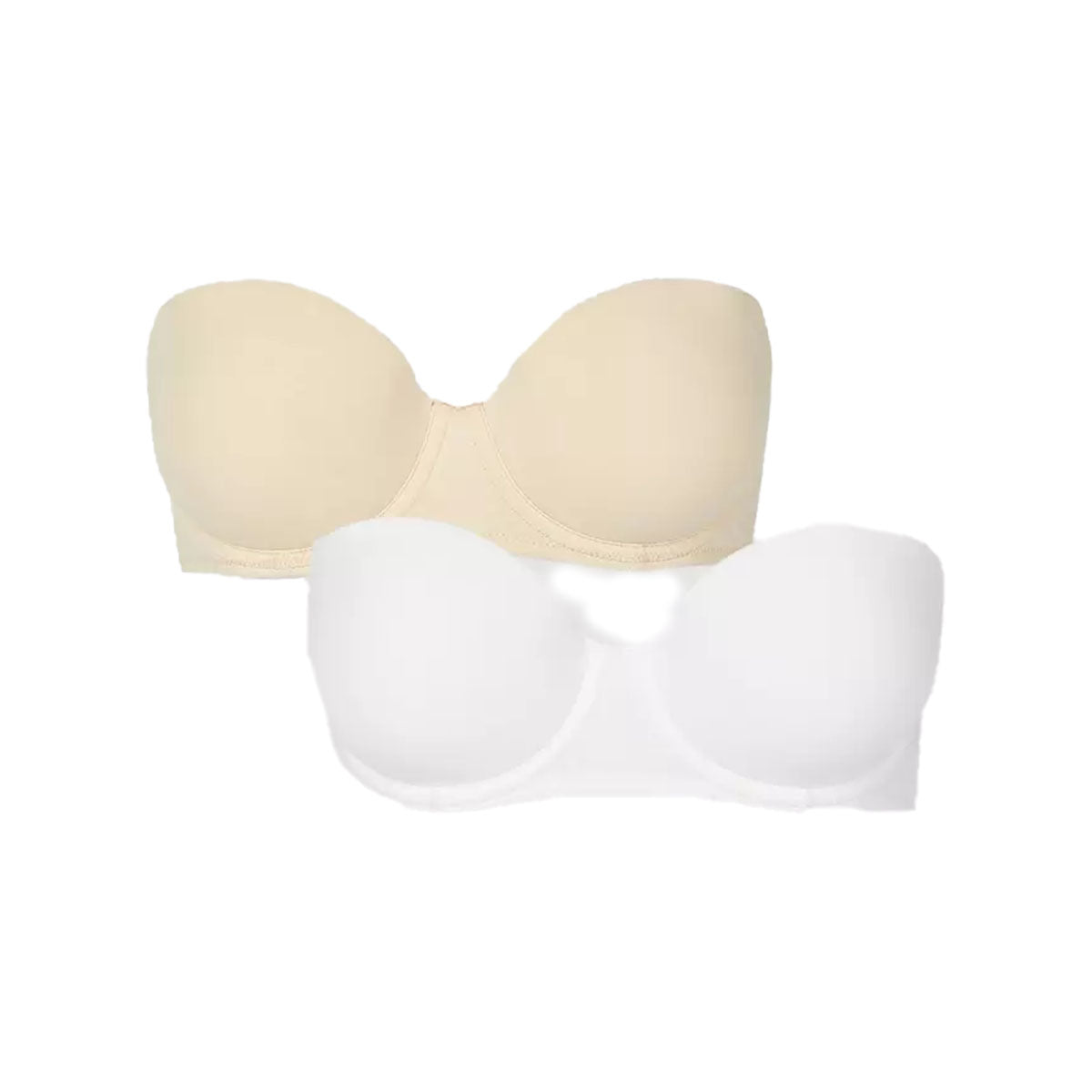 White-Nude - Front - Debenhams Womens-Ladies Strapless Bra (Pack of 2)