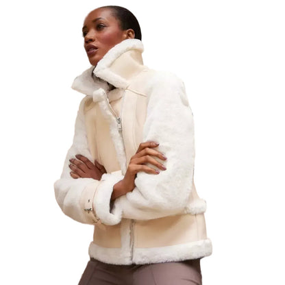 Cream - Front - Principles Womens-Ladies Adjustable Cuff Flight Jacket