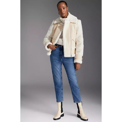 Cream - Lifestyle - Principles Womens-Ladies Adjustable Cuff Flight Jacket