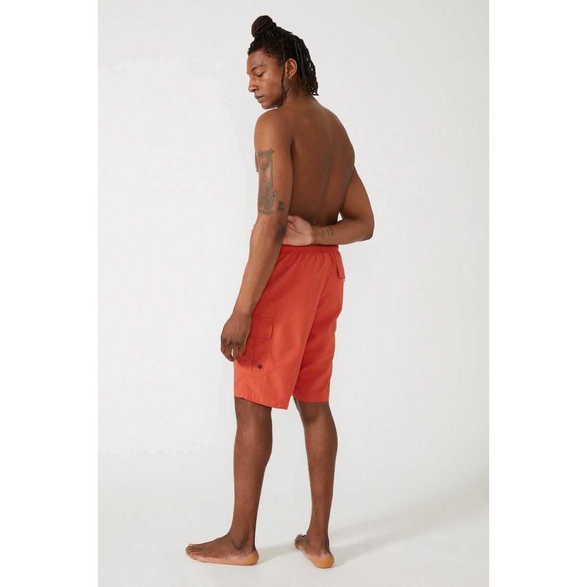 Orange - Back - Mantaray Mens Cargo Swim Shorts