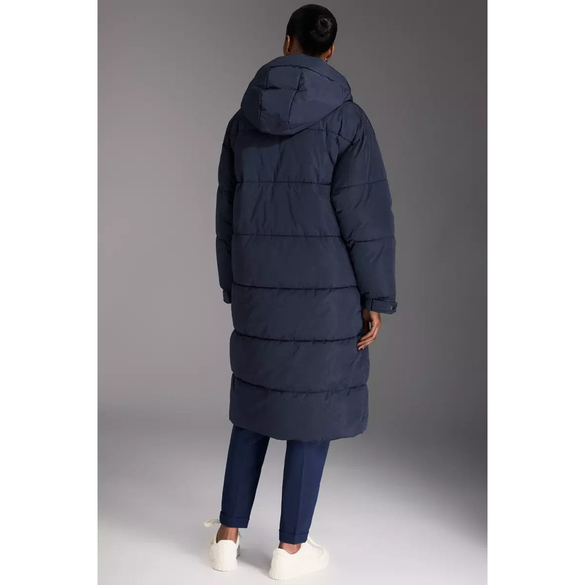 Navy - Back - Principles Womens-Ladies Belted Padded Longline Coat
