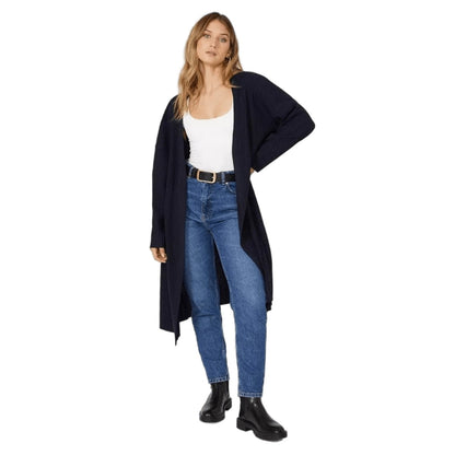 Navy - Front - Principles Womens-Ladies Ribbed Longline Cardigan