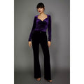 Purple - Back - Principles Womens-Ladies Velvet Sweetheart Bodysuit