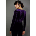 Purple - Side - Principles Womens-Ladies Velvet Sweetheart Bodysuit