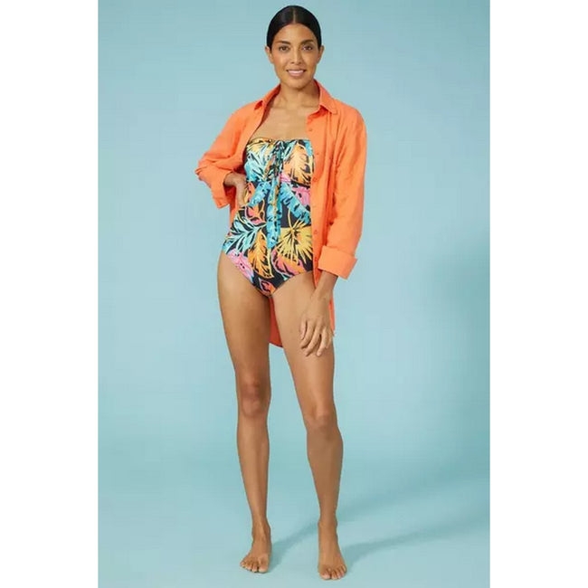 Debenhams Womens/Ladies Banana Palm Bandeau One Piece Swimsuit