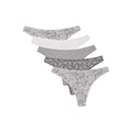 Grey - Front - Debenhams Womens-Ladies Paisley Lace Detail Thong (Pack of 5)