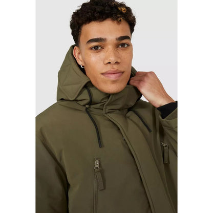 Khaki - Side - Red Herring Mens Longline Parka