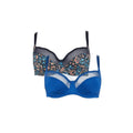 True Blue-Black - Front - Gorgeous Womens-Ladies Harlan Floral Non-Padded Bra (Pack of 2)