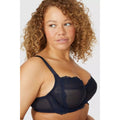 Navy - Side - Gorgeous Womens-Ladies Broderie Non-Padded Bra