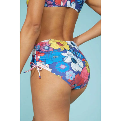 Red-Blue-Yellow - Back - Debenhams Womens-Ladies Ruched Tie Detail High Waist Bikini Bottoms