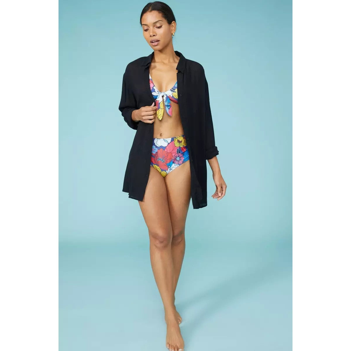 Red-Blue-Yellow - Lifestyle - Debenhams Womens-Ladies Ruched Tie Detail High Waist Bikini Bottoms