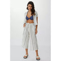 Mocha - Lifestyle - Debenhams Womens-Ladies Textured Striped Cropped Wide Leg Trousers