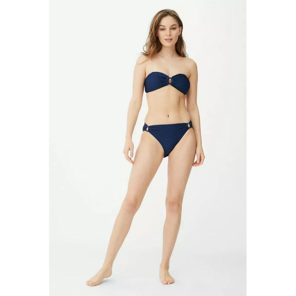 Navy - Pack Shot - Debenhams Womens-Ladies Home Rituals Textured Ring Detail Bikini Bottoms