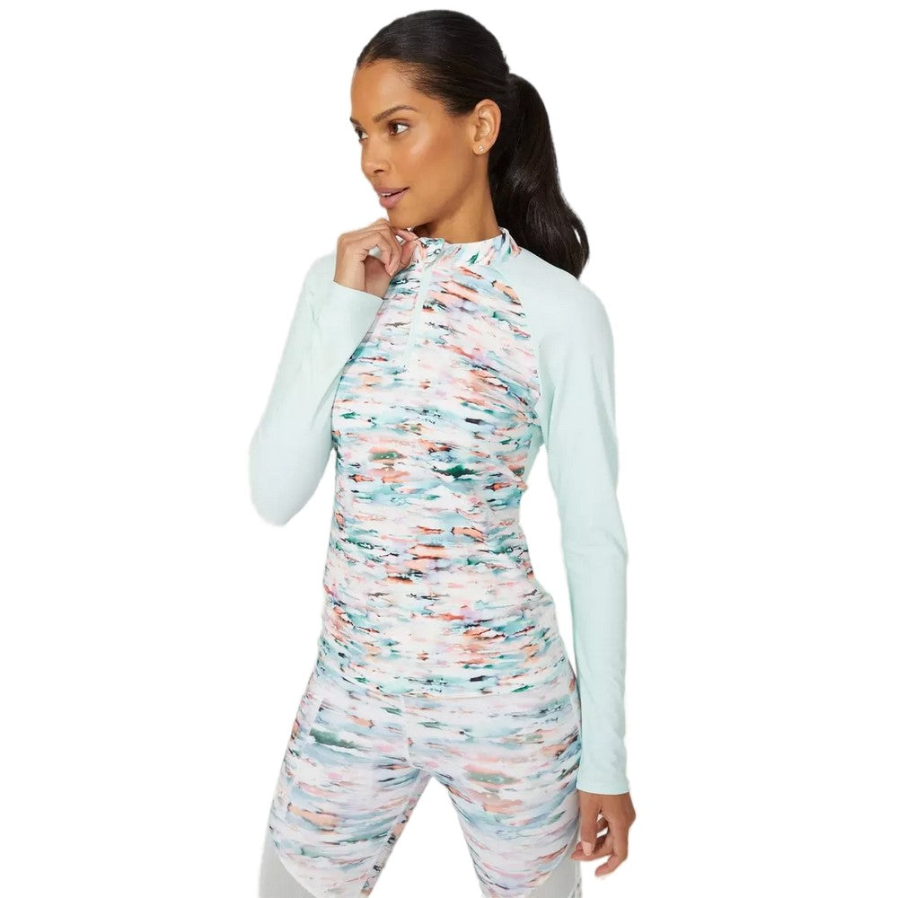 Mint - Front - Debenhams Womens-Ladies Zip Front Long-Sleeved Rash Guard