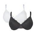 Black-White - Front - Gorgeous Womens-Ladies Lace Scalloped T-Shirt Bra (Pack of 2)