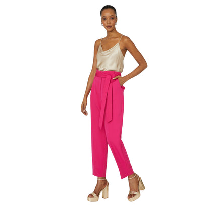 Magenta - Front - Principles Womens-Ladies Belted Paperbag Trousers