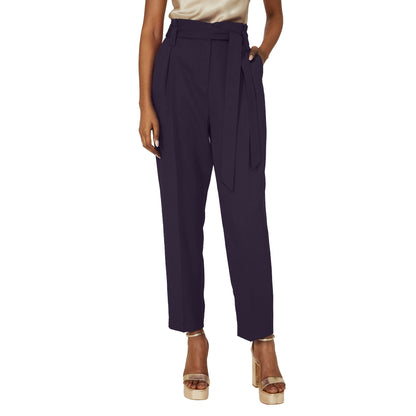 Navy - Front - Principles Womens-Ladies Belted Paperbag Trousers