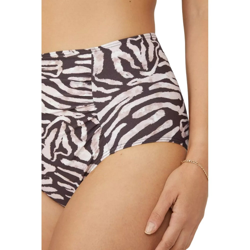Pink-Brown - Side - Gorgeous Womens-Ladies Zebra Print High Waist Bikini Bottoms