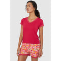 Red - Front - Debenhams Womens-Ladies Bright Blooms Viscose Pyjama Top