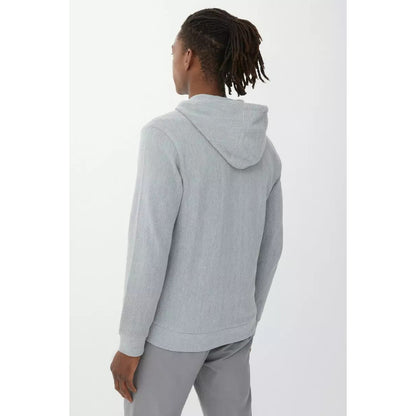 Grey - Back - Mantaray Mens Herringbone Full Zip Hoodie