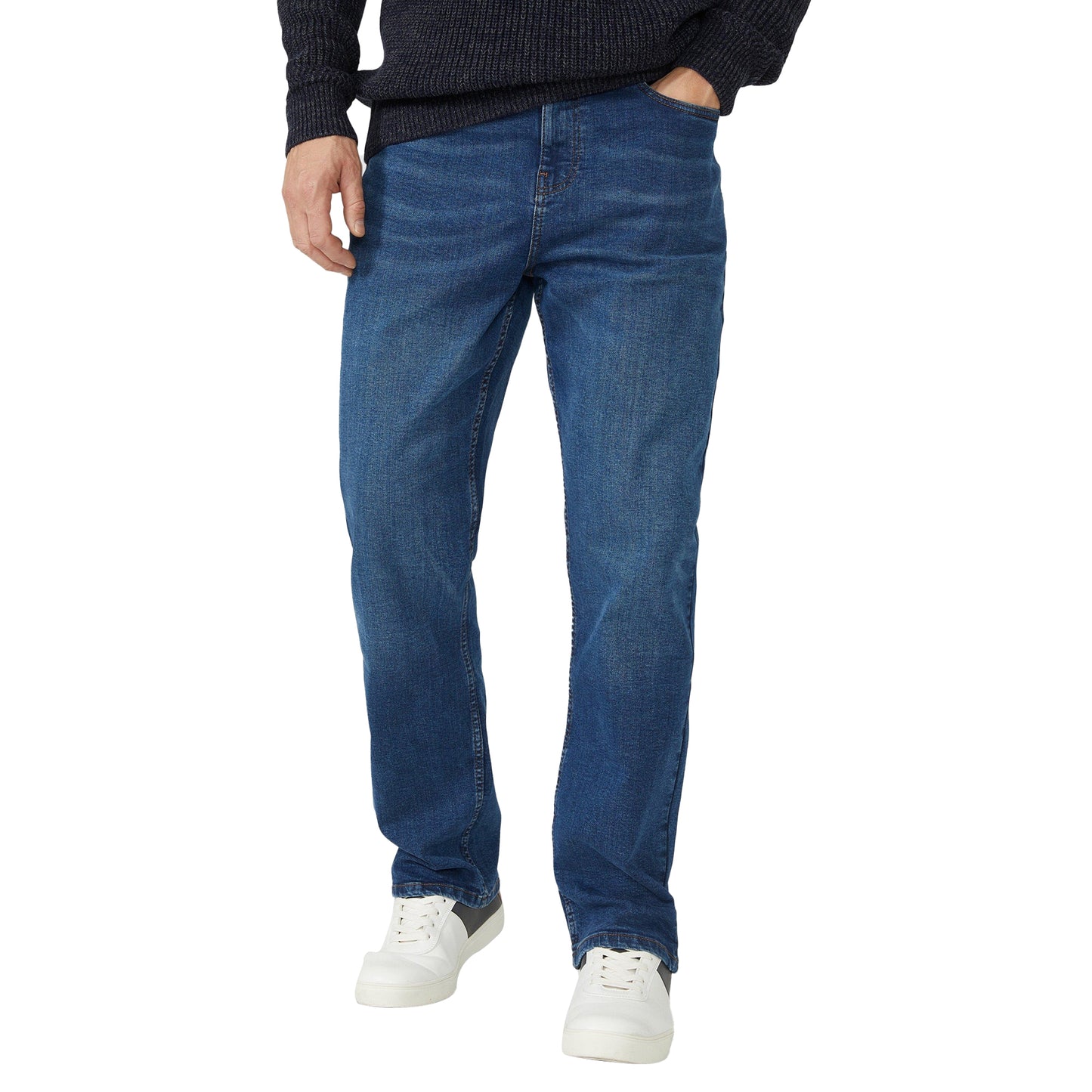 Blue - Front - Mantaray Mens Relaxed Fit Jeans