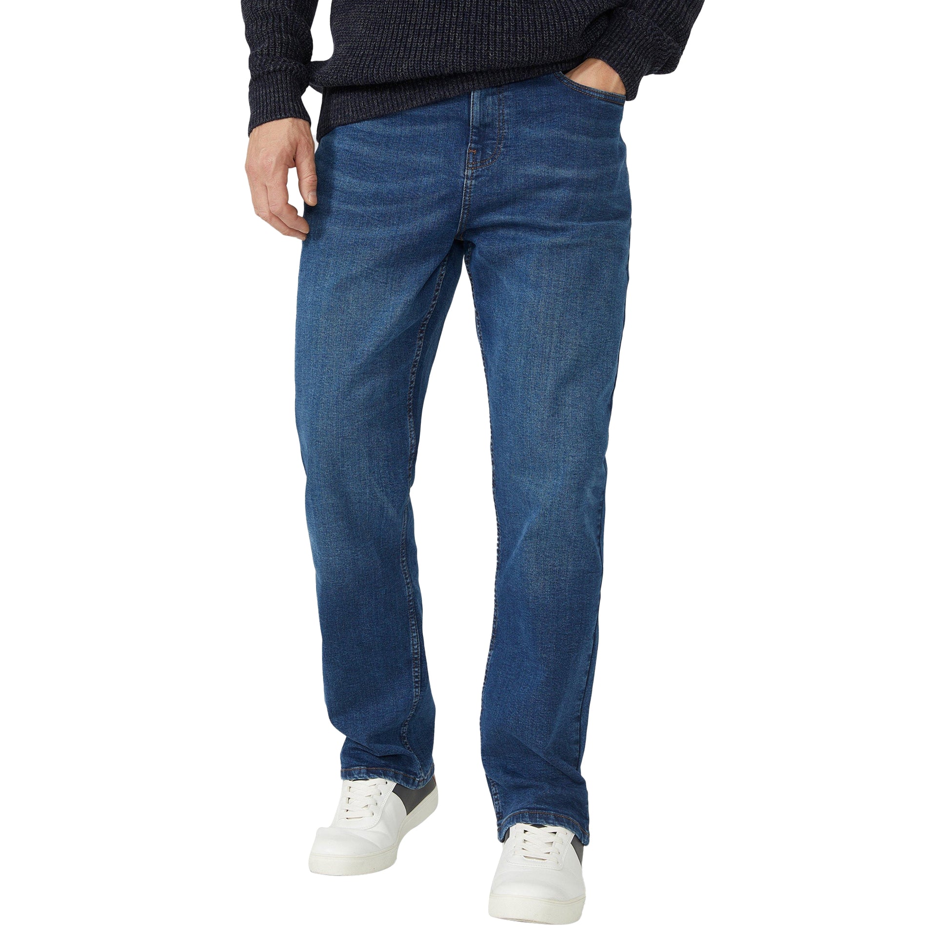 Blue - Front - Mantaray Mens Relaxed Fit Jeans