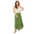 Green - Front - Mantaray Womens-Ladies Spotted Tiered Maxi Skirt