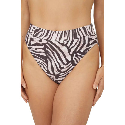 White-Brown - Front - Gorgeous Womens-Ladies Zebra Print Mid Rise Bikini Bottoms