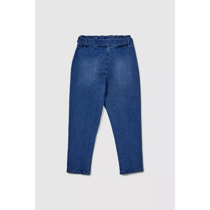 Dark Blue - Back - Blue Zoo Girls Paperbag Jeans