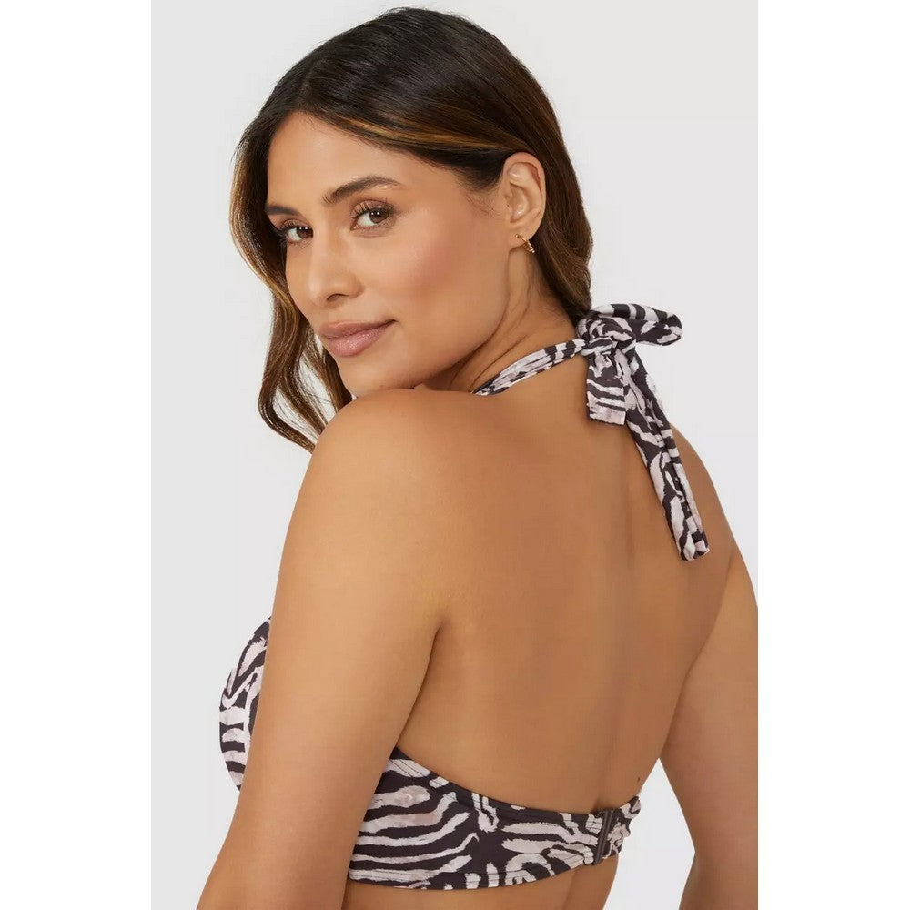 Brown - Back - Gorgeous Womens-Ladies Animal Print Non-Padded Bikini Top