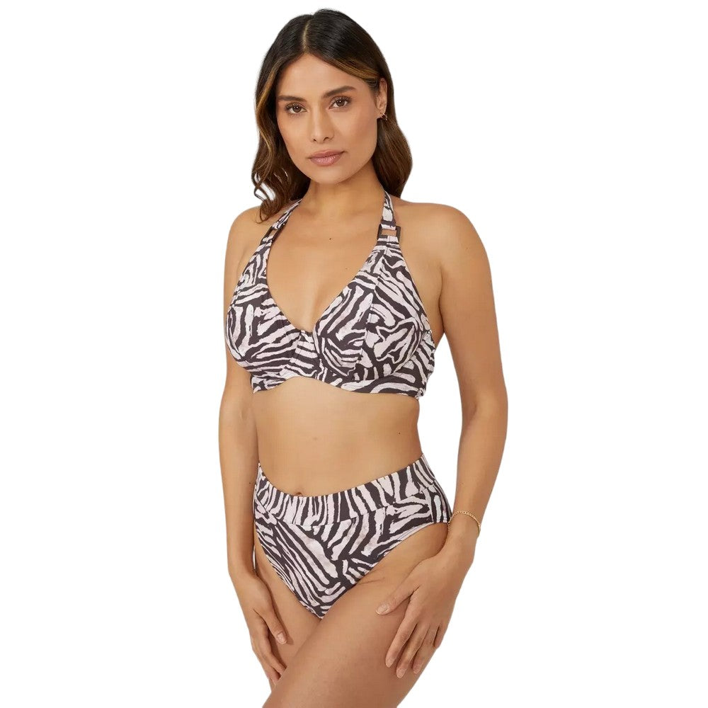 Brown - Side - Gorgeous Womens-Ladies Animal Print Non-Padded Bikini Top