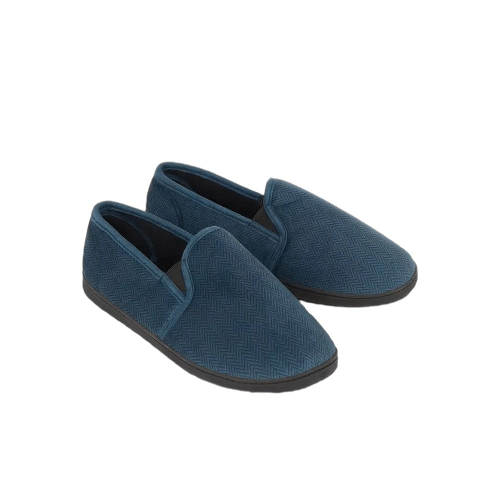 Debenhams Mens Herringbone Velour Slippers 10 UK / Teal Discounts on