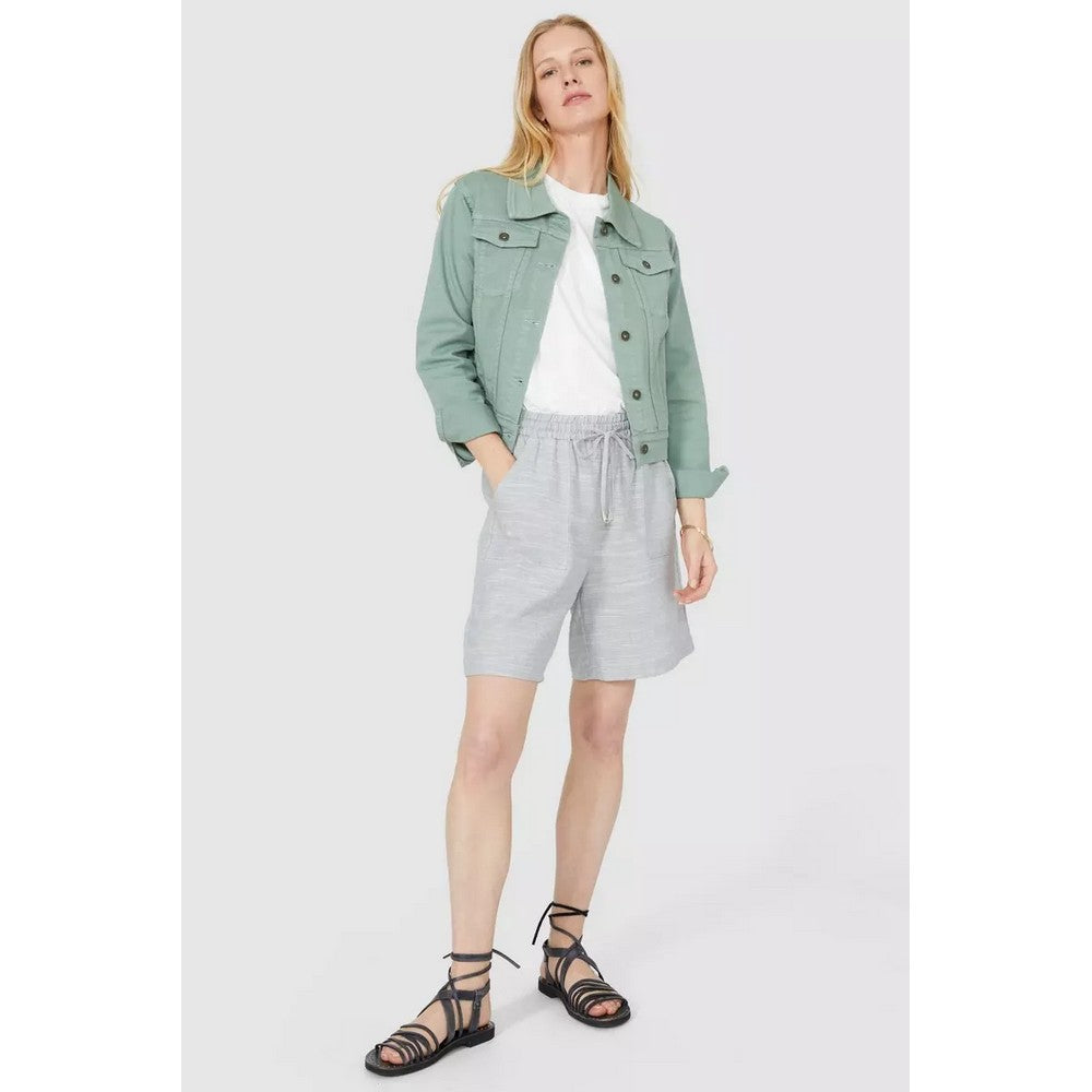 Grey - Pack Shot - Mantaray Womens-Ladies Linen Blend Waist Tie Shorts