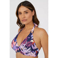 Navy - Lifestyle - Gorgeous Womens-Ladies Arianna Palm Print Underwired Bikini Top