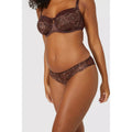 Mocha - Side - Gorgeous Womens-Ladies Heritage Bloom Embroidered Briefs