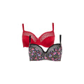 Black-Red - Front - Gorgeous Womens-Ladies Non-Padded Bra (Pack of 2)