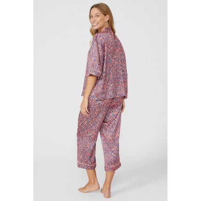 Burnt Orange - Back - Debenhams Womens-Ladies Oak Leaf Revere Collar Boxy Pyjama Set